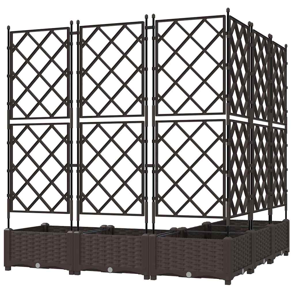 Garden Planter Set 5 Pcs Brown 120 X 120 X 125.5 Cm Plastic