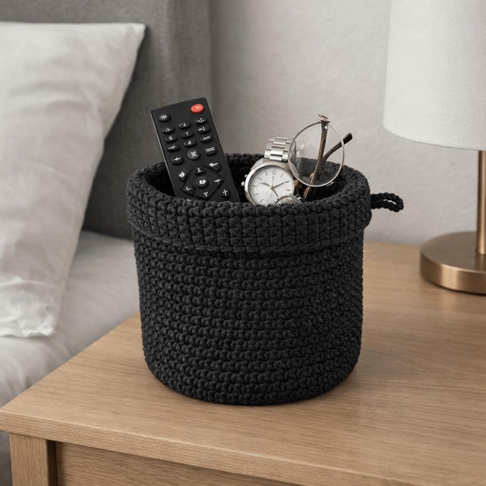Folding Cotton Rope Storage Basket Handmade Cosmetics Storage Bins Sundries Organizer  for Bedside