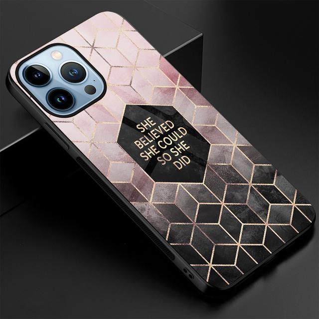Geometry Marble Phone Case For Iphone 14 13 11 12 Pro Max Mini Xs Xr X Tempered Glass Cover For Iphone 7 8 6s Plus Se 2022