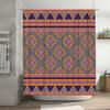 Vibrant Bohemian Shower Curtain with Geometric Patterns for Bathroom Decor Purple Pink Blue Yellow Orange Floral Design Bath Rug