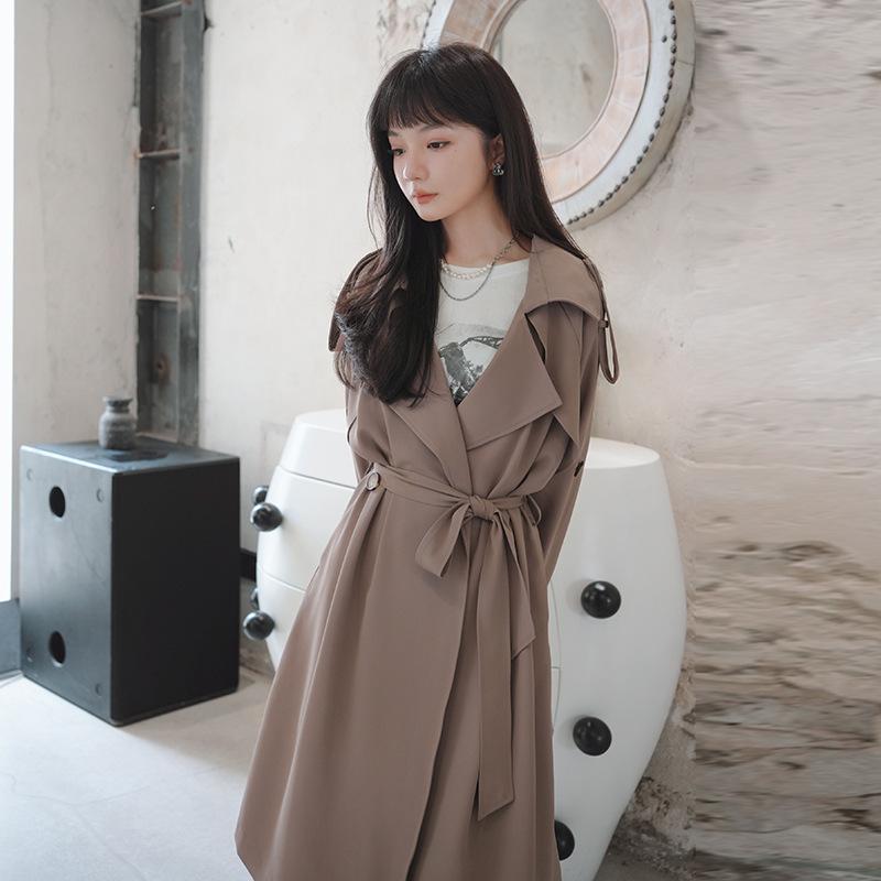 Designed Windbreaker Coat for Women, New Autumn Style, British Style Loose Mid-length Coat Is Popular This Year