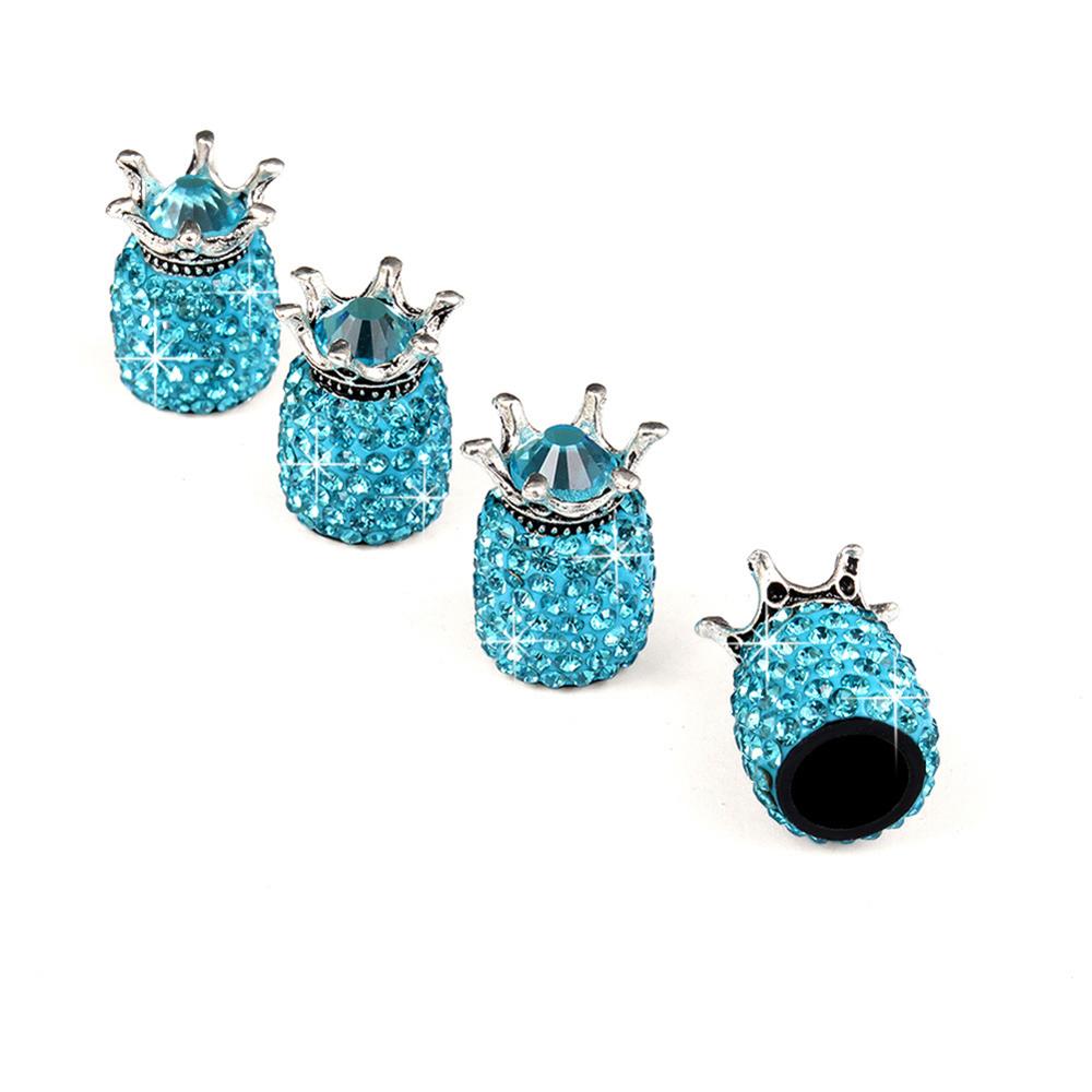 4PCS Car Wheel Tyre Valve Stem Caps Crown Dustproof Rhinestone Tire Valve Caps Diamond Shining Motorcycle Car Bling Accessories