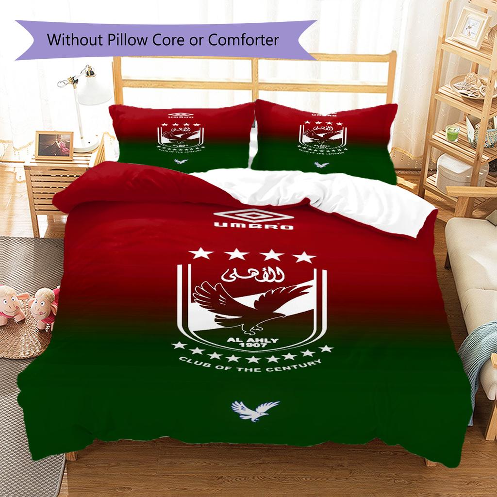 Al Ahly Pattern Bedding Set Quilt Cover Pillowcase Home Decor Gift (1 * Duvet Cover + 2 * Pillowcase, Without Core)