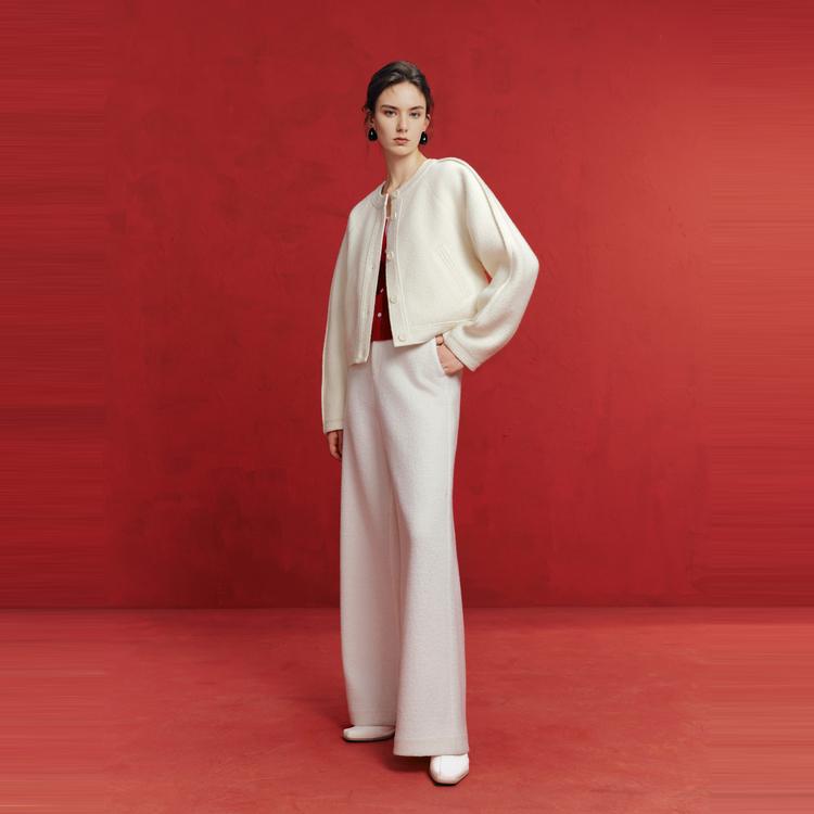 ELLE French Style Sheepskin Wool Oversized Fashion Design Casual Versatile Long Sleeve Woolen Top Cropped Jacket Women jackets EF63143