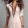Women's 46085 Sleeve Button Dress Layered Down Maxi Ruffle