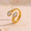 Vintage Red Enamel Oil Drip Open Rings for Women Stainless Steel Gold Color Irregular Textured Geometric Ring Jewelry