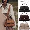POLENE Smile Bag: Chic Genuine Leather Handbag with Pleated Design, Single Shoulder Carry, High-End Fashion for Women.