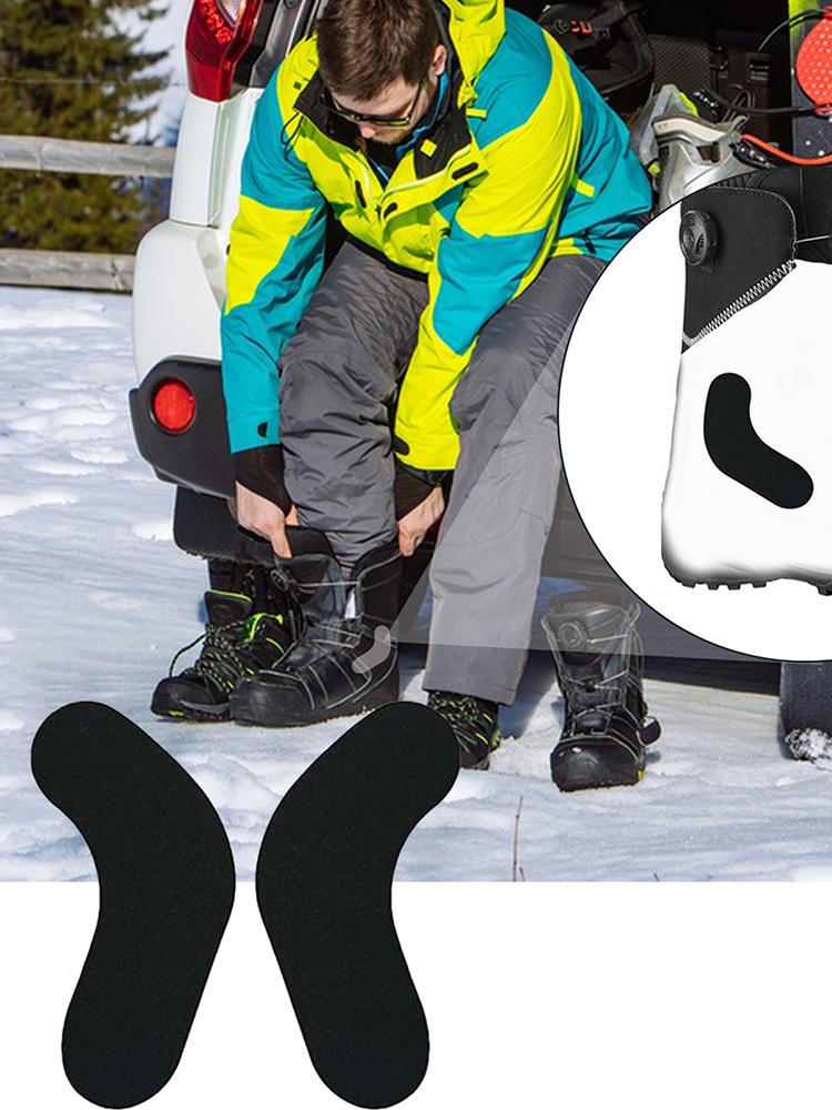 6 pairs of self-adhesive J-rod boot accessory pads to reduce heel lifting and ankle blistering during skiing or snowboarding