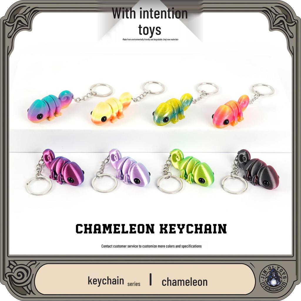 3D Multicolor Beweglicher Chamäleon Schlüsselanhänger Anhänger - Niedliches und Trendiges Accessoire