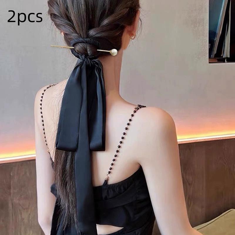 2 Stück Haarnadel Hanfu Schmetterlingsknoten Haarband Haaraccessoires Antiker Stil Pferdeschwanz