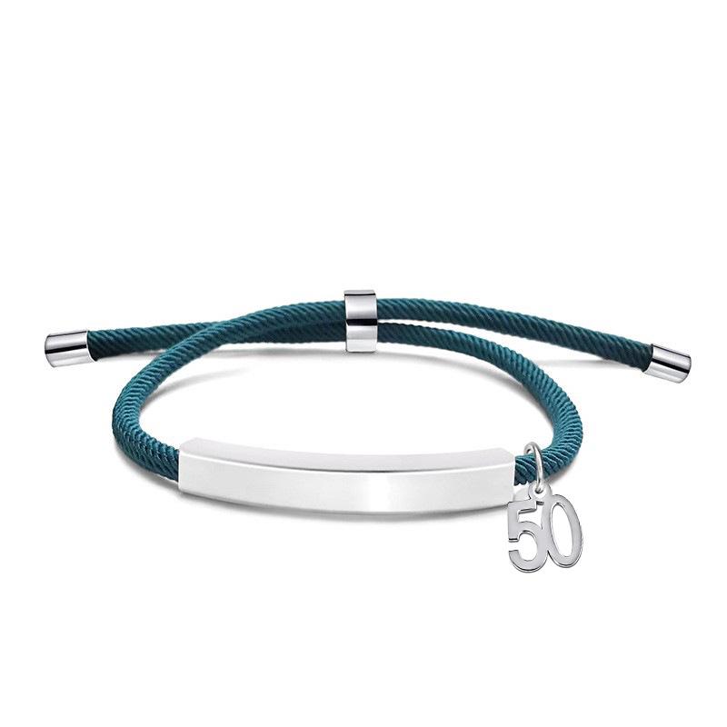 Multi-color Engravable Stainless Steel Bracelet with Number 16 Charm
