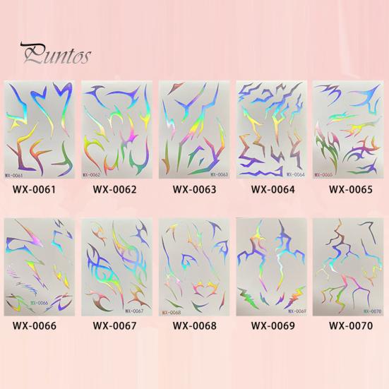Event Makeup Tattoos 5 Sheets Holographic Lightning Tattoos, Waterproof Flash Temporary Safe Face Stickers, Full Color Body Art for Festival