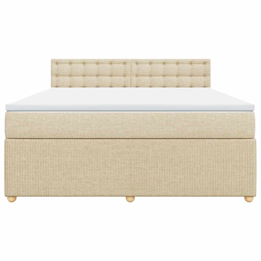 Box Spring Bed with Mattress Cream 180 x 200 cm Fabric