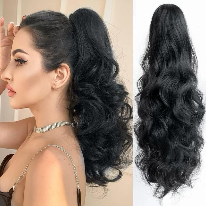 Ponytail Extension 26 Inch Claw Clip Ponytail Extension Long Wave Ponytail Extensions for Women Fluffy Natural Synthetic Hairpiece for Daily Use