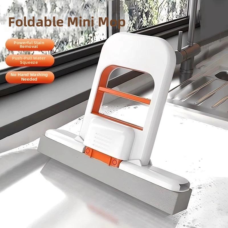 Foldable Mini Mop Table top Handheld Sponge Water Absorbing Mop Bathroom and Kitchen Cleaning Small Mop