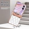 For Honor Magic V Flip 2 Case Ring Holder Rhinestone Leather+PC Cover with Rear Screen Film