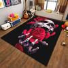 Gothic Skull and Red Roses Print Carpet with Black Background Suitable for use as an anti-slip for living room bedroom sofas