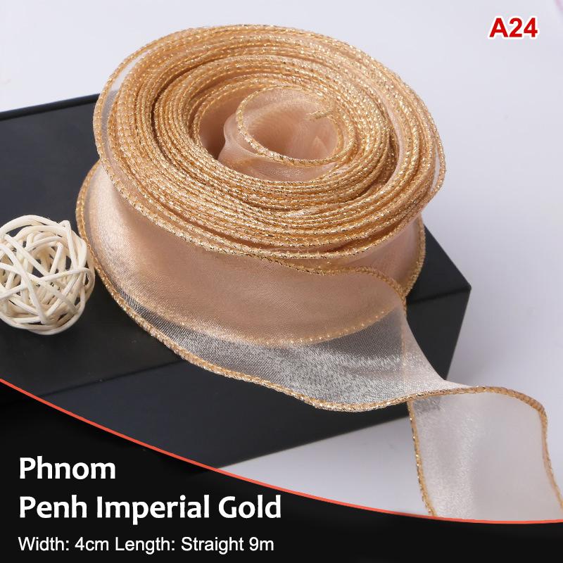 10Yards Organza Solid Color Ribbon 4Cm Wavy Edge Ribbon For For Flower Bouquet Gifts Packaging Party Decorations Diy