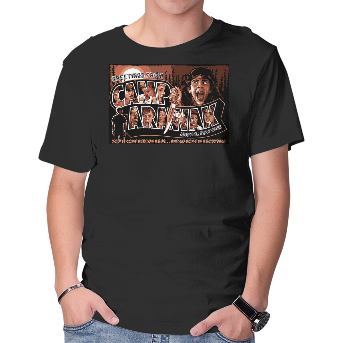 Unisex Crew Neck T-Shirt Greetings From Arawak Graphic Short Sleeve Casual Tee XXL