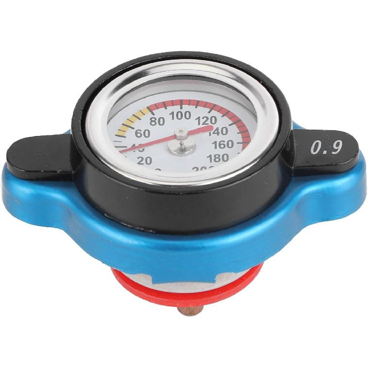 Thermostatic Radiator Cap, Universal Thermostatic Radiator Cap Water Tank Cover Leakproof W/Temperature Gauge(Big head 1.1bar) Big head 0.9bar