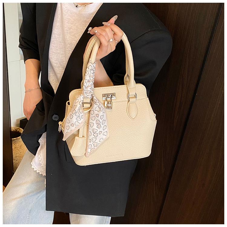 

2025 spring new silk scarf exquisite versatile portable messenger bag bag solid color with multi-color optional бежевый