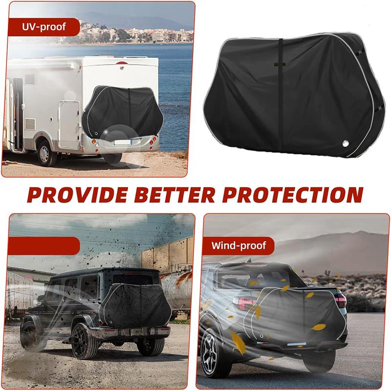 1pc Bike Cover for Transport 1-2 Bikes 600D Windproof Design Outdoor Storage with Reflective Strips & Lock Holes