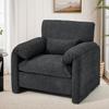 YODOLLA Armchair Sofa for Living Room, Large Single Sofa Padded Seat with Lumbar Pillow, Velvet Morden Accent Chairs, Black