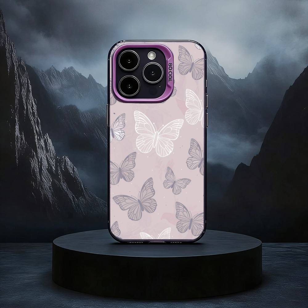 P-Painting B-Butterfly Phone Case For iPhone17,16,15,14,13,12,11 Plus,Pro Max Black Candy silver phone case