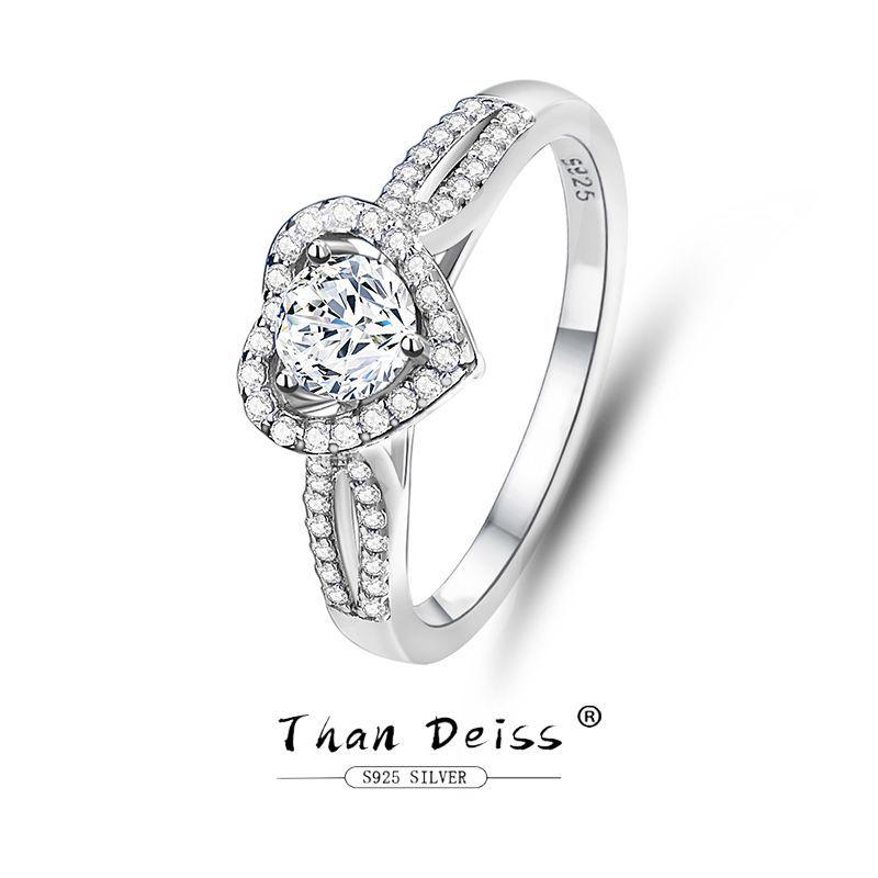 

2023 Luxury Heart-shaped Moissanite Double-arm 50-point 925 Silver Proposal Ring for Women Size 9