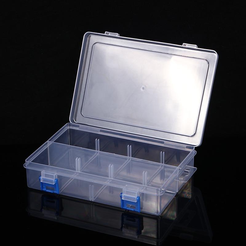 Large 8-Grid Transparent Removable Double Buckle Storage Hardware Tools Jewelry Parts Rubber Band Accessories Cosmetics Storage Box