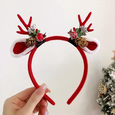 Christmas Decoration Christmas Headband Elf Elk Hair Hoop Antlers Headband Reindeer Hair Hoop Deer Horn Hair Band
