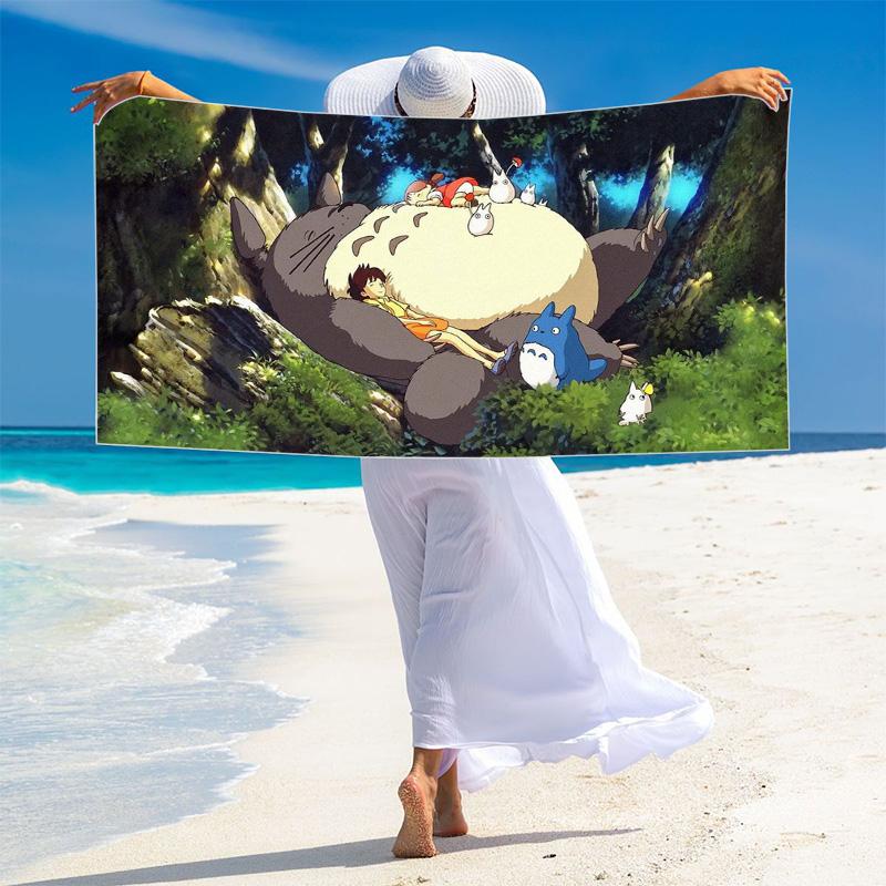 Anime-Totoros Print Beach Towel, Large Soft Quick Dry Towel for Beach Camping Swimming
