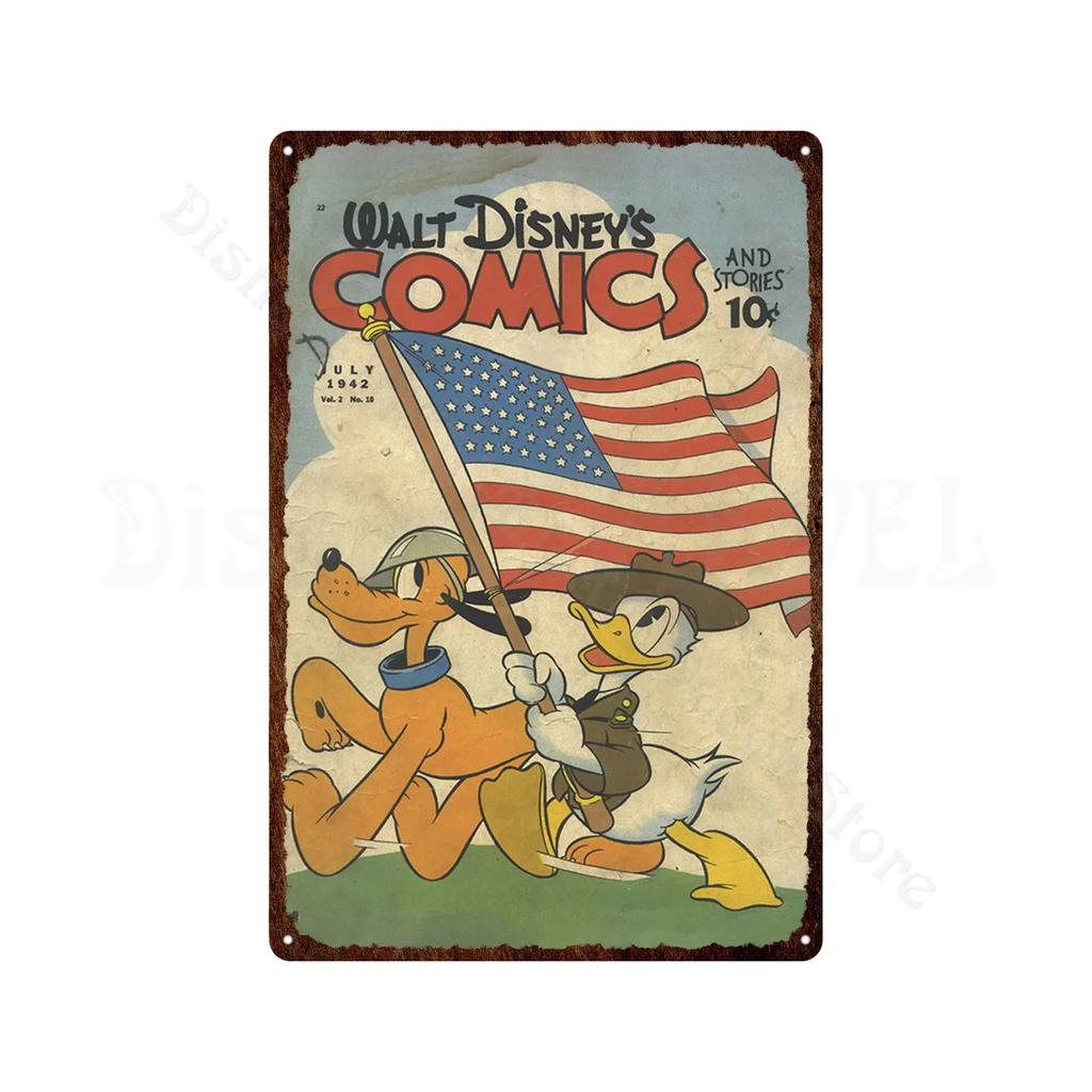 Metal Signs Donald Duck Uncle Scrooge Classic Animation Metal Poster Decorative Tin Painting Vintage Retro Kid Room Decor