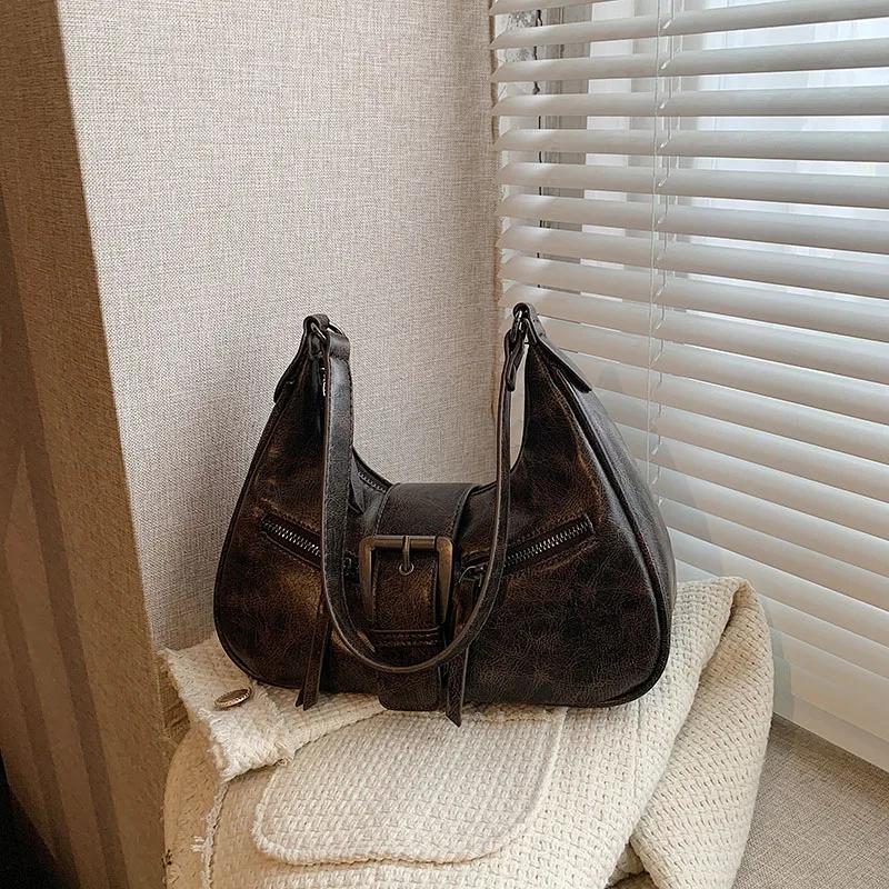 Luxuriöse Retro-Glanz-Umhängetaschen aus hochwertigem Plutonium, modisch, vielseitig, klassische Crossbody-Taschen für Damen für den Herbst