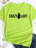 Crazy Lady Cat Print Women T Shirt Short Sleeve O Neck Loose Women Tshirt Ladies Tee Shirt Tops Camisetas Mujer