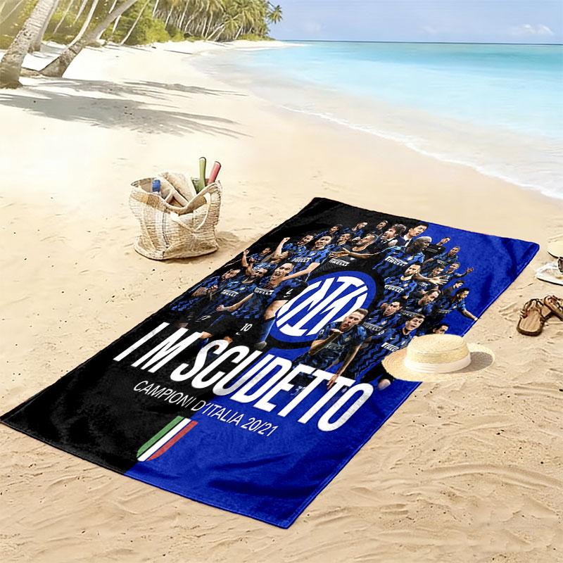 Asciugamano da Spiaggia Stampa Milan Football Club, Asciugamano Grande Morbido Asciugatura Rapida per Spiaggia Campeggio Nuoto