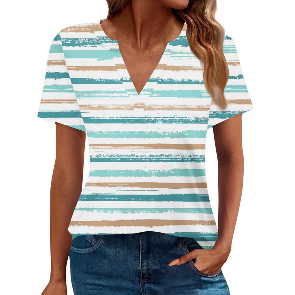 Women's Summer Short Sleeve V Neck Shirt Business Casual Loose T-Shirt Trendy Fashion Clothing Tops