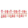 30pcs New Sweet Fake Nail Tips French Pink Flower Designs False Nails 3D Flower Almond Nails Women Use