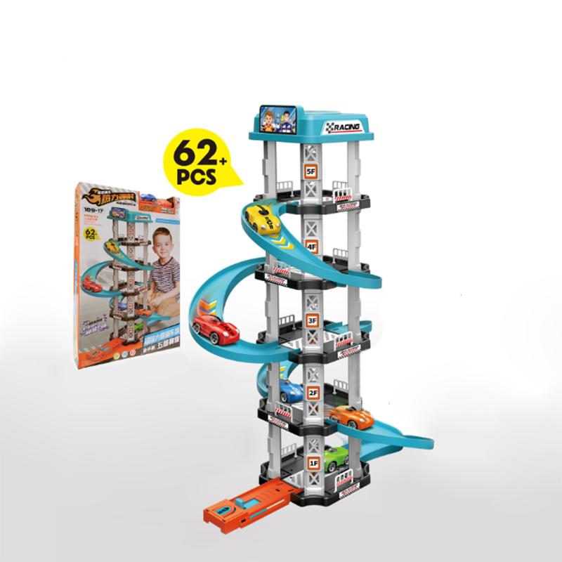 Children s Puzzle Shooting Rail Car Toy Parking Lot Car Building DIY Assembly and Construction Sliding Car Set
