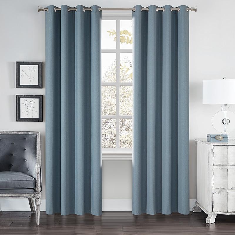Curtains Full Blackout Plain Perforated Vertical Curtains, Bedroom Living Room Sound Insulation Finished Curtain Fabric