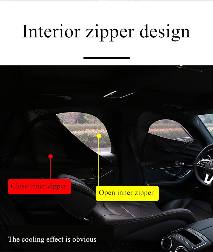 Double layer Car Rear Side Window Sunshade UV Protect Perspective Mesh W/ Zipper
