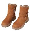 Foreign Trade Explosion Thick-soled Snow Boots Women's New Winter Warm Piled Thickened Belt Buckle Side Zipper Round Head Short Boots