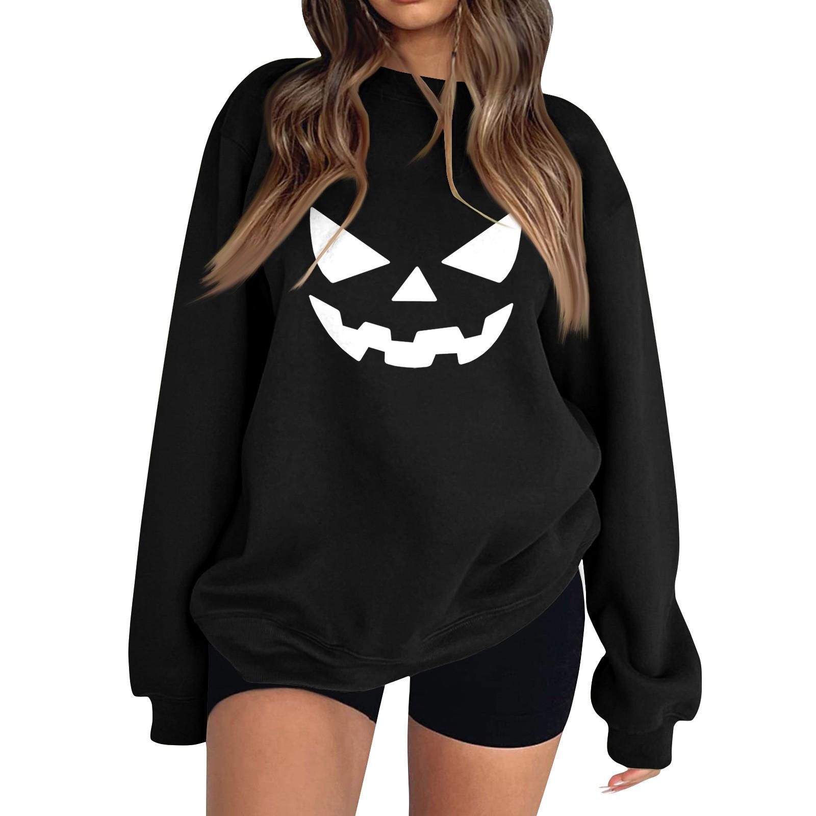 Женская модная толстовка с длинным рукавом и круглым вырезом с принтом L чёрный 1689₽