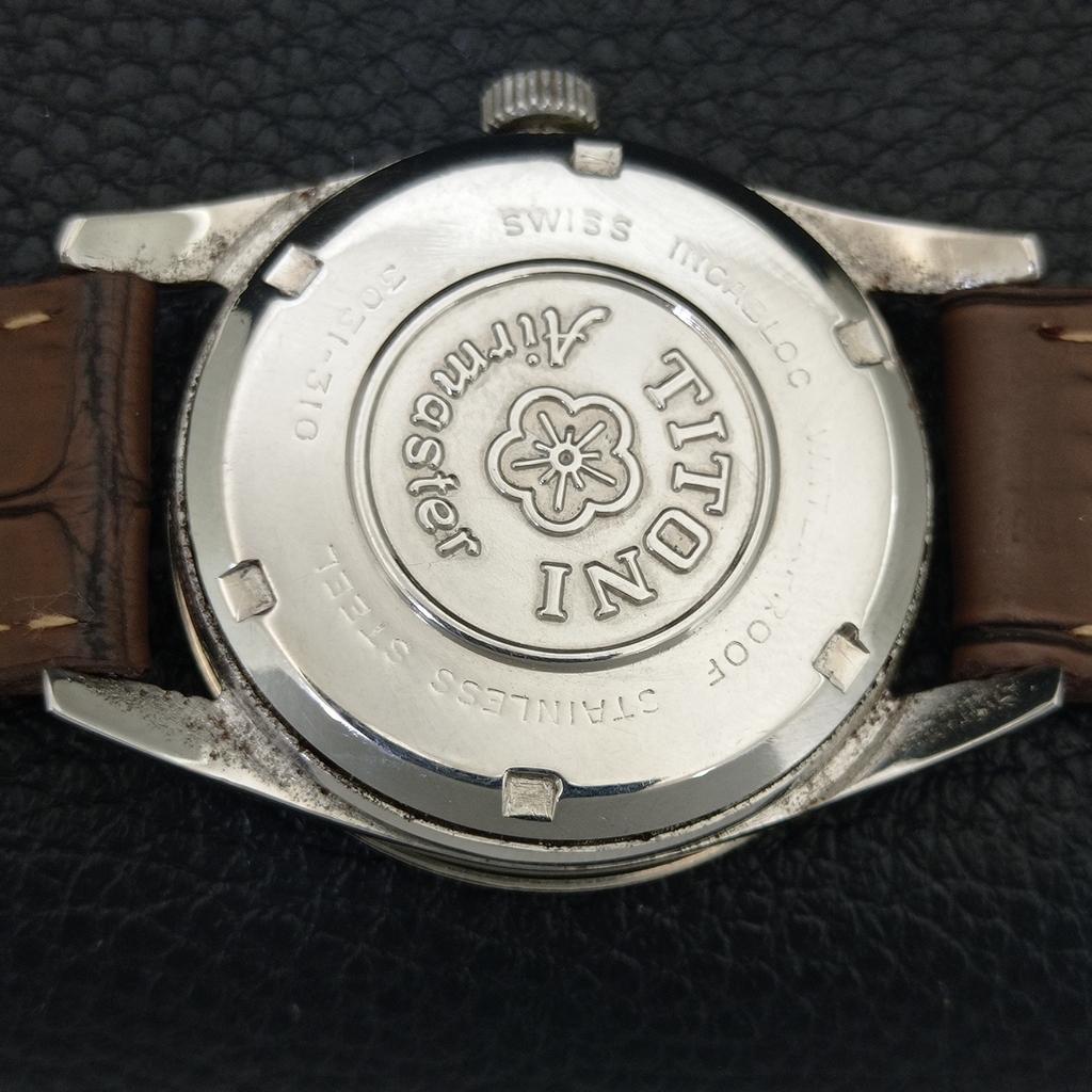 SCHWEIZISK VINTAGE TITONI AIRMASTER TITOFLEX MANUELL UPPLINDNING HERRUR BEIGE a705143-1