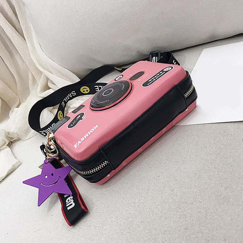 SCIONE Bolsa de Ombro Mini Câmera 2025 Nova PU Pintada Bolsa Fofa para Menina Moda Personalidade Coringa Bolsa Transversal
