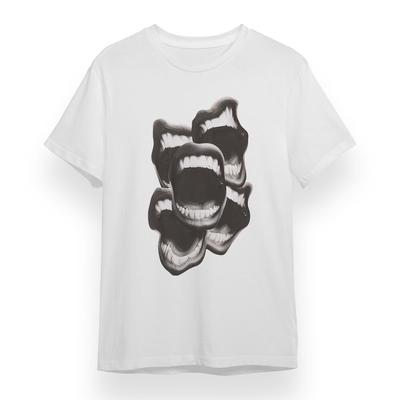 T-shirt Oversize da Donna con Grafica Minimalista di Labbra Unisex Maglietta Bianca in Cotone