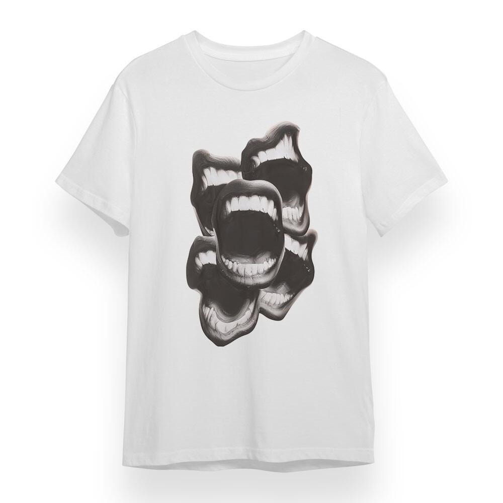 

Women s Oversize T-shirt With Minimalist Lip Graphic Unisex White Cotton Tee 2XL