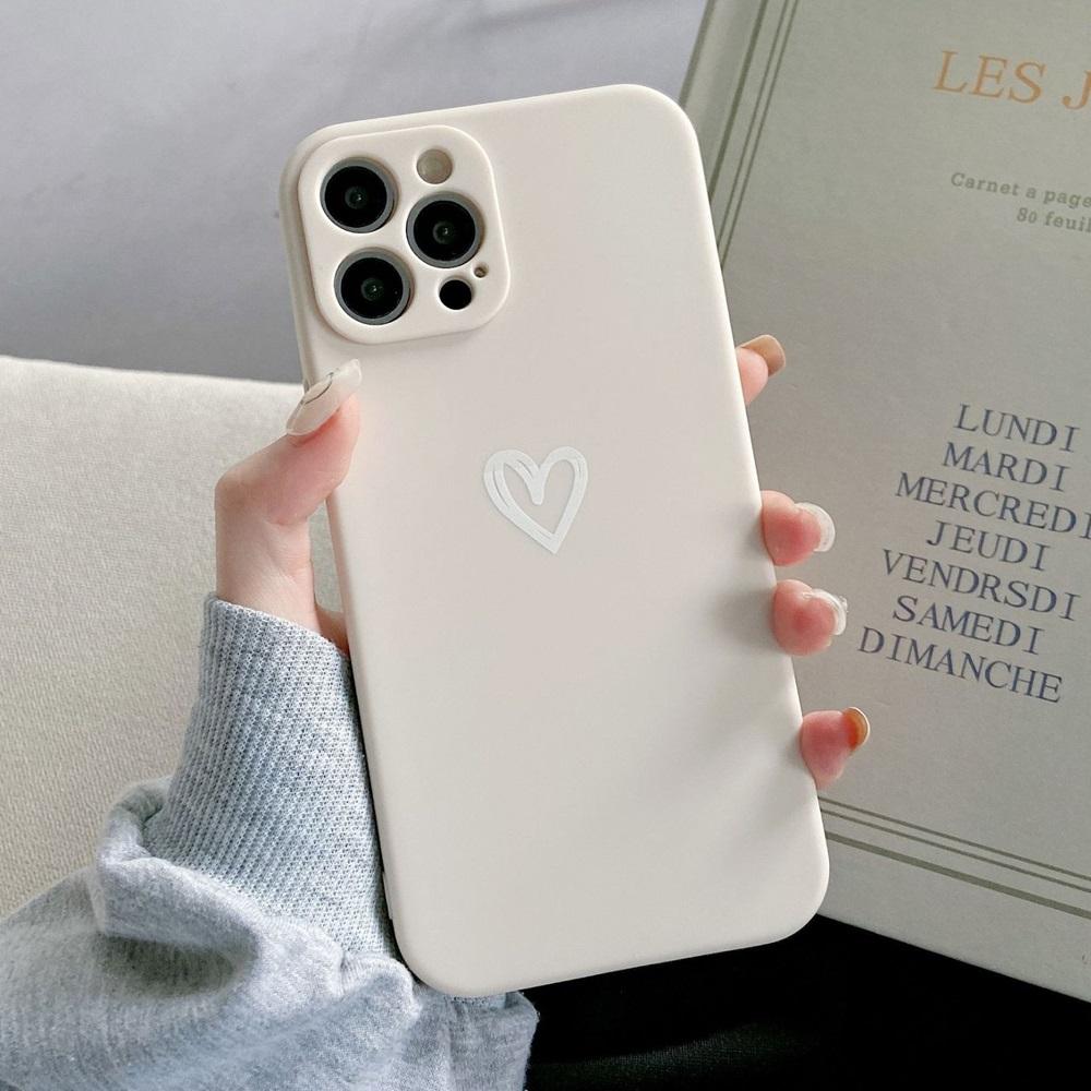 Cute Love Heart Soft Bumper Phone Case For iPhone 17 16 15 14 13 12 11 Pro X XR XS Max 8 7Plus Mini Candy Matte Shockproof Cover