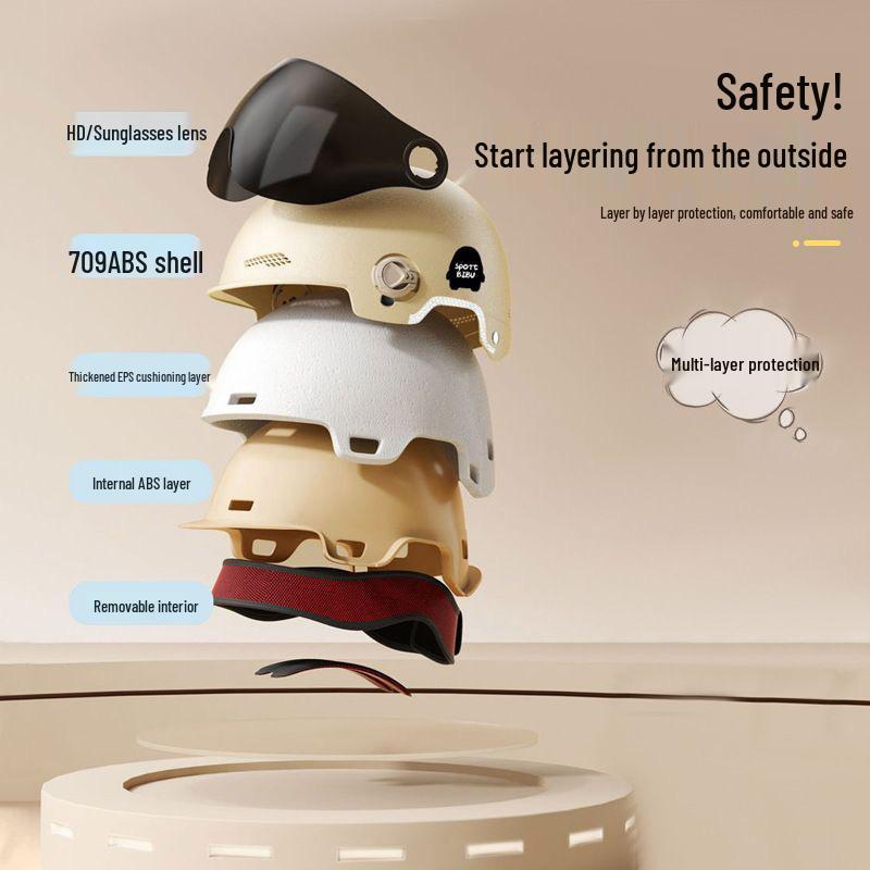 3C Certified Women's Summer Electric Scooter Helmet, Breathable & Sun-Protective, All-Season Bicycle Safety Half Helmet.