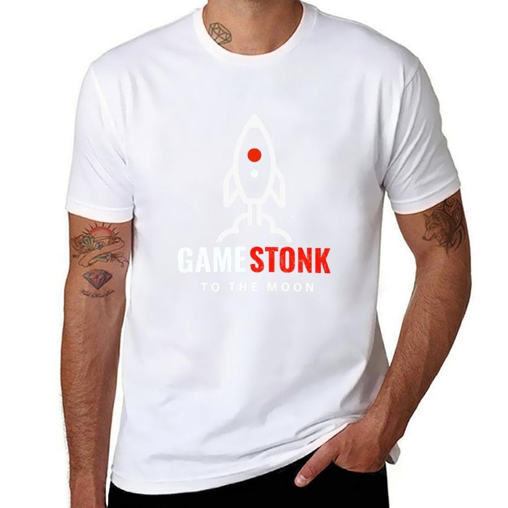 Gamestonk To The Moon Tshirt Work Wear Short Sleeve Tshirt